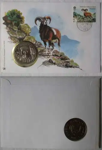 Numisbrief mit 1 Pfund Münze Zypern 25.jähr.Jubiläum WWF 1986 Stgl. (114946)