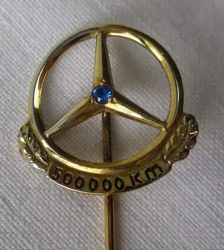 Firmen Anstecknadel Mercedes 500.000km 835er Silber vergoldet + Saphir (100867)
