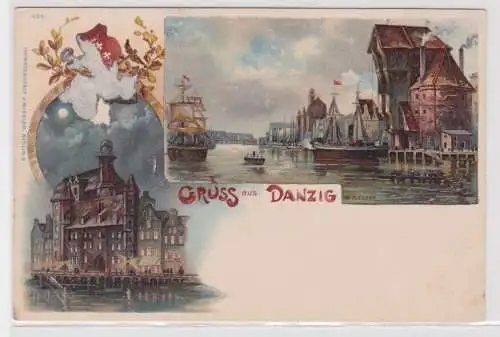 908590 Lithographie Ak Gruss aus Danzig um 1900