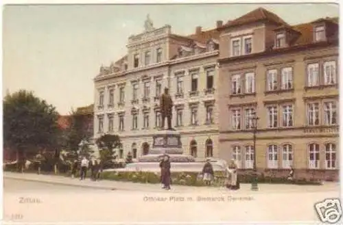 25291 Ak Zittau Ottokar Platz m. Bismarck Denkm. um1910