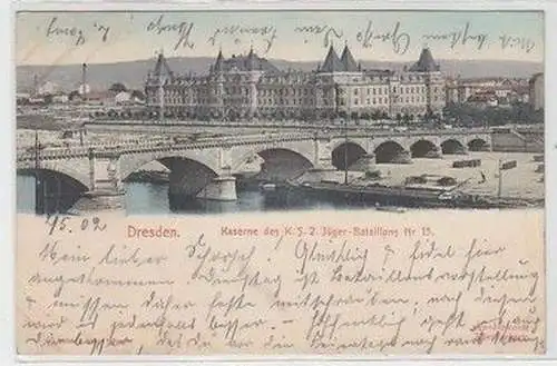 58851 Ak Dresden Kaserne des kgl. sächs. Jäger Bataillons Nr.13, 1902