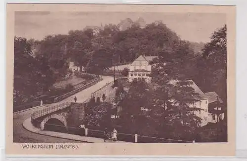 91467 AK Wolkenstein (Erzgebirge) - Straßenansicht mit Schloss 1924