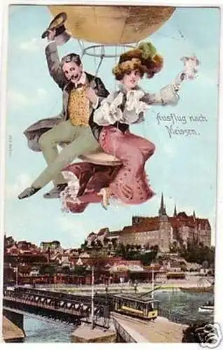 22074 Humor Ballon Ak Ausflug nach Meißen 1913