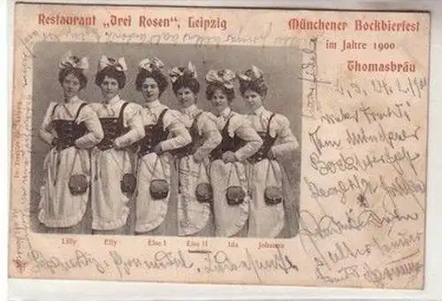 60536 Ak Leipzig Restaurant "Drei Rosen" Münchener Bockbierfest 1900