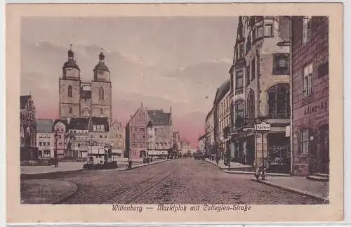 91727 Ak Wittenberg Marktplatz mit Collegien-Straße um 1910