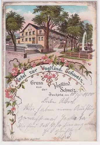 97949 Ak Lithographie Gruß aus Jocketa Hotel zur vogtländischen Schweiz 1900