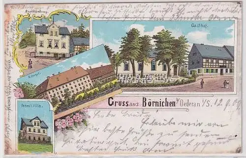 92499 Ak Lithographie Gruß aus Börnichen bei Oederan in Sachsen 1909
