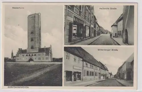 96479 Mehrbild Ak Gräfenhainichen Wasserturm, Hallesche und Wittenberger Strasse