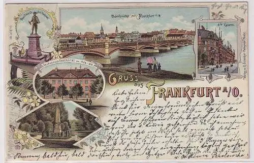 87933 Ak Lithographie Gruß aus Frankfurt Oder Oberschule, Kaserne usw. 1900