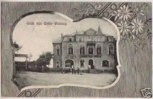 09088 Ak Gruß aus Unter Weissig Gasthof 1906