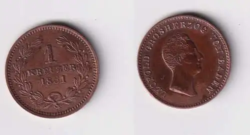 1 Kreuzer Kupfer Münze Leopold Grossherzog von Baden 1831 (170545)
