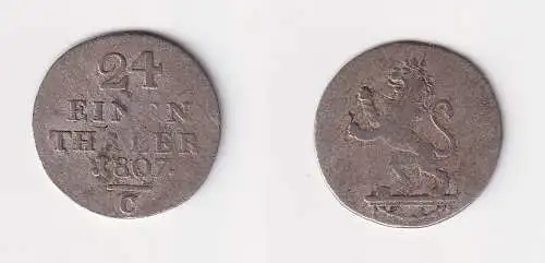 1/24 Taler Silber Münze Hessen Kassel 1807 C s/ ss (170362)
