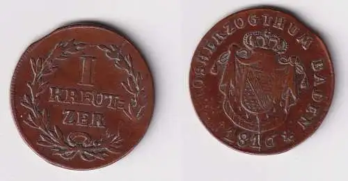 1 Kreuzer Kupfer Münze Grossherzogthum Baden 1816 (170548)