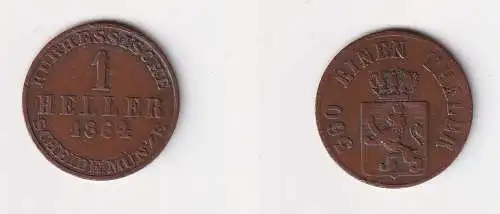 1 Heller Kupfer Münze Hessen-Kassel 1864 ss (170491)