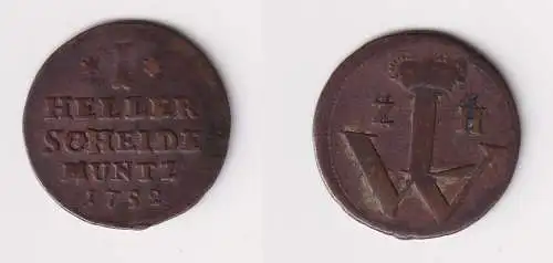 1 Heller Kupfer Münze Hessen-Kassel 1752 f.ss (170536)
