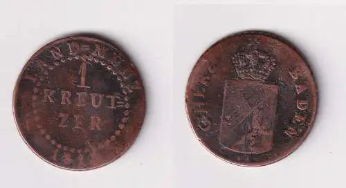 1 Kreuzer Kupfer Münze Grossherzogthum Baden 1813 (170574)