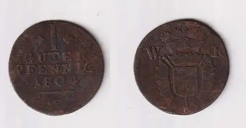 1 guter Pfennig Kupfer Münze Hessen Grafschaft Schaumburg 1804 s (170277)
