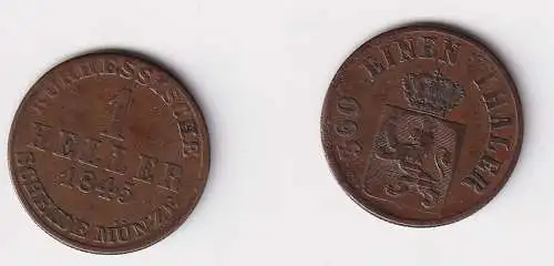 1 Heller Kupfer Münze Hessen Ludwig II 1845 s (170554)