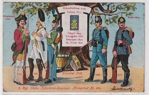 40224 Künstler Ak 5. Kgl. Sächs. Infanterie-Regiment Kronprinz Nr. 104 von 1912