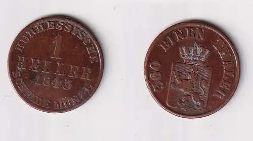 1 Heller Kupfer Münze Kurhessen 1843 ss (170335)