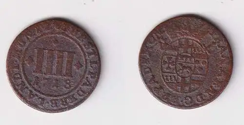 IIII Pfennig Kupfer Münze Hochstift Paderborn 1718 s/ss (170371)