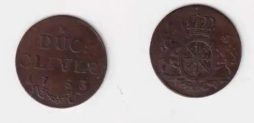 1 Deut Duit Kupfer Münze Kleve 1753 Brandenburg-Preußen (170797)