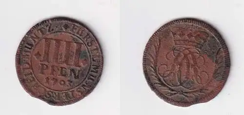 3 Pfennig Kupfer Münze Bistum Münster 1703 f.ss (170327)