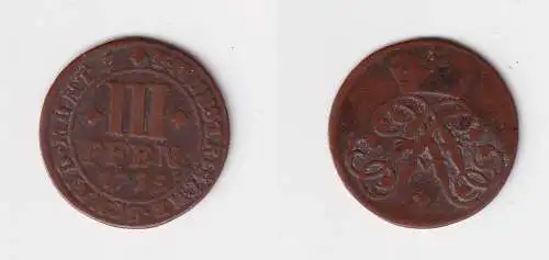 3 Pfennig Kupfer Münze Bistum Münster 1715 f.ss (170320)