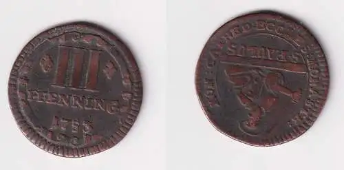 3 Pfennig Kupfer Münze Bistum Münster 1753 f.ss (170409)