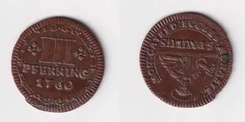 3 Pfennig Kupfer Münze Bistum Münster 1760 vz ! (170367)