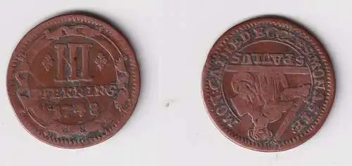 3 Pfennig Kupfer Münze Bistum Münster 1748 f.ss (170369)