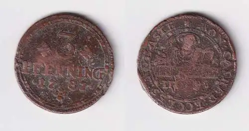 3 Pfennig Kupfer Münze Bistum Münster 1787 s/ss (170456)