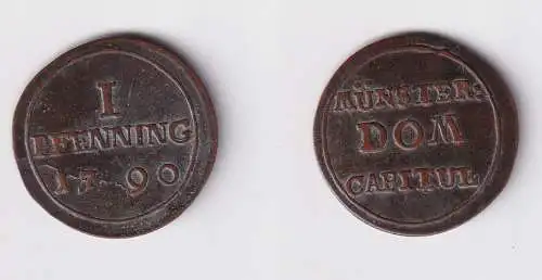 1 Pfennig Kupfer Münze Münster Dom Capitel 1790 f.vz (170324)