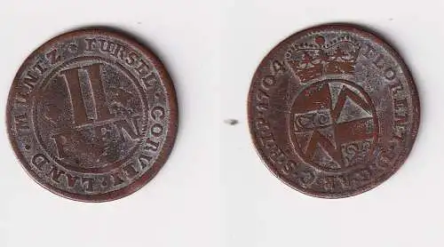 2 Pfennig Kupfer Münze Corvey 1704 Fürstlicher Stift Abtei (170519)