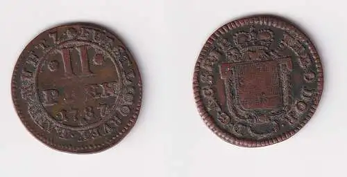 2 Pfennig Kupfer Münze Corvey 1787 Fürstlicher Stift Abtei (170505)