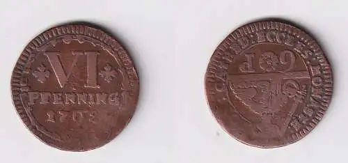6 Pfennig Kupfer Münze Bistum Münster 1762 f.ss (170444)