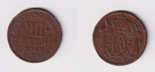 4 Pfennig Kupfer Münze Bistum Münster 1743 ss (170318)