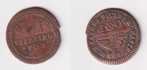 6 Pfennig Kupfer Münze Bistum Münster 1762 s/f.ss (170404)