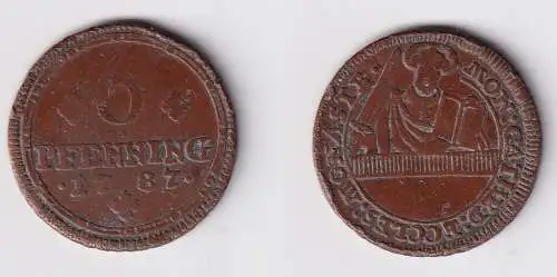 6 Pfennig Kupfer Münze Bistum Münster 1787 f.ss (170403)