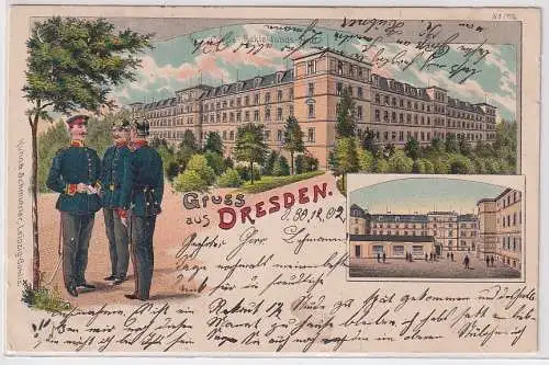 78480 Ak Lithografie Gruss aus Dresden Corps-Bekleidungs-Amt 1902