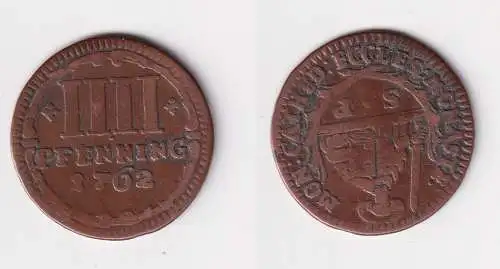 IIII Pfennig Kupfer Münze Bistum Paderborn 1762 ss (170410)