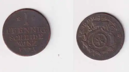 1 Pfennig Kupfer Münze Erfurt 1771 Hochstift (170619)