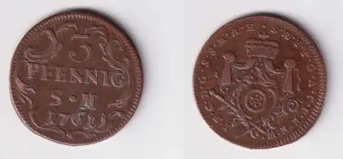3 Pfennig Kupfer Münze Erfurt 1761 (170531)