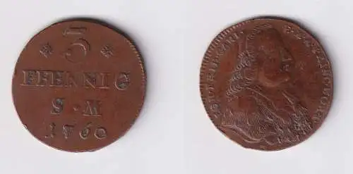 3 Pfennig Kupfer Münze Erfurt 1760 Johann Friedrich Karl Graf von Ostein(170693)