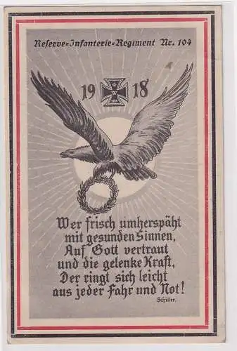 80577 Militär Feldpost Ak Reserve-Infanterie-Regiment Nr. 104, 1918
