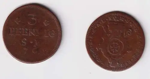 3 Pfennig Kupfer Münze Erfurt 1761 (170766)
