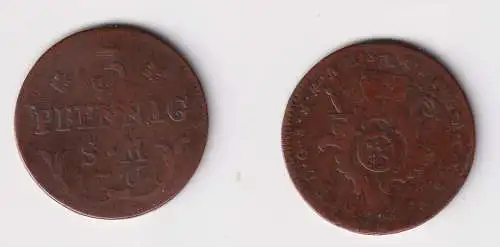 3 Pfennig Kupfer Münze Erfurt 1761 (170726)
