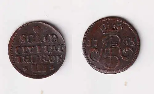 1 Solid Kupfer Münze Stadt Thorn an der Weichsel Toruń 1763 (170316)
