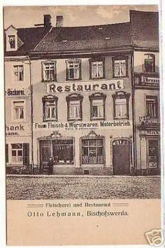 08441 Ak Bischofswerda Fleischerei und Restaurant 1910