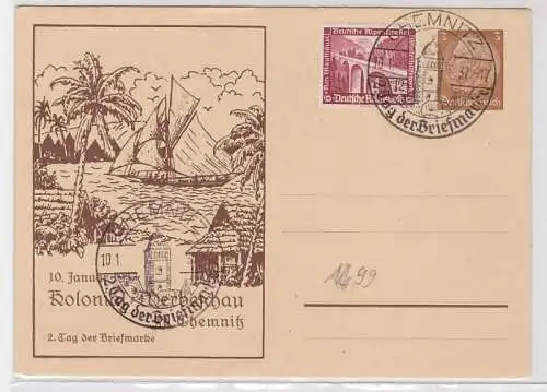 54309 Ganzsachen AK Kolonial-Werbeschau zu Chemnitz - 2. Tag der Briefmarke 1937